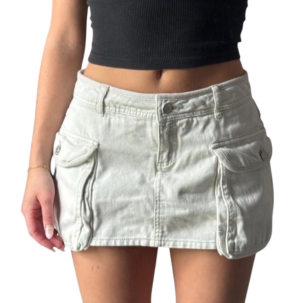 Garage Light cream Cargo Micro Mini Skirt Skort